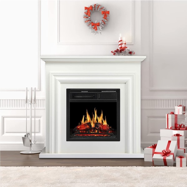 Edendirect 36.17'' 1500W heater, 7 flame brightness, overheat protection, remote control electric fireplace M1804A-WHITE+M1804C - main